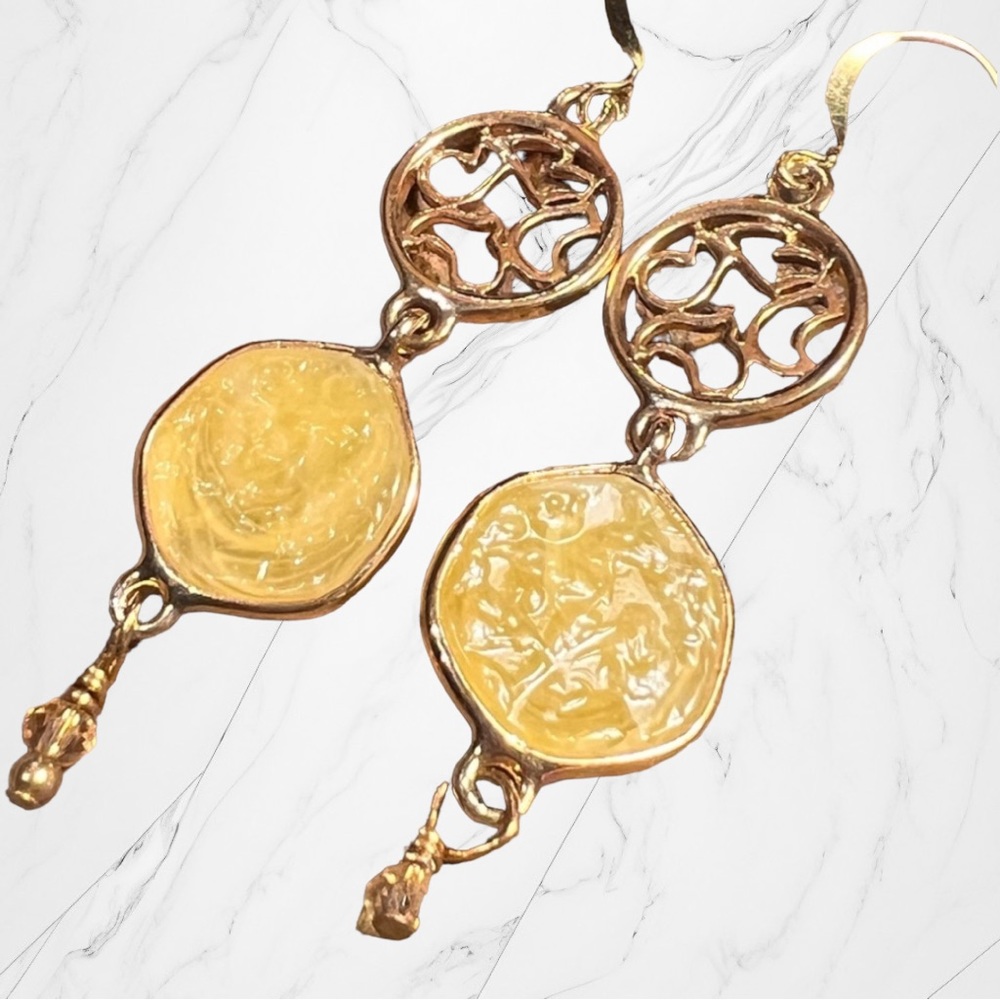 OOAK Artisan lemon drop and crystal pendant earrings by Susan A Ray